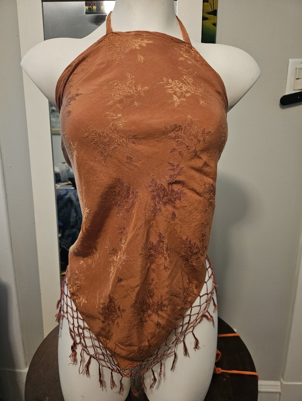 Handmade SIlk Wrap Top * XS / Small * Orange * Hippie * Bohemian Tassels